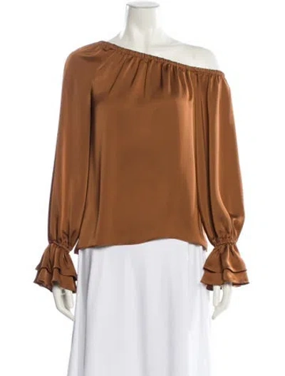 Pre-owned Ramy Brook Off-the-shoulder Long Sleeve Blouse In Orange