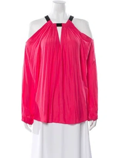 Pre-owned Ramy Brook Off-the-shoulder Long Sleeve Blouse In Pink