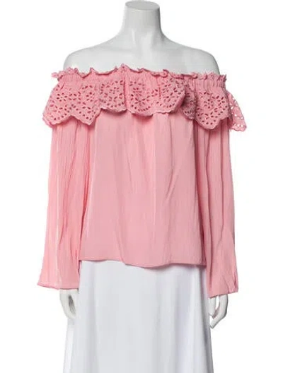 Pre-owned Ramy Brook Off-the-shoulder Long Sleeve Blouse In Pink