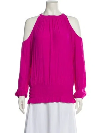 Pre-owned Ramy Brook Off-the-shoulder Long Sleeve Blouse In Pink