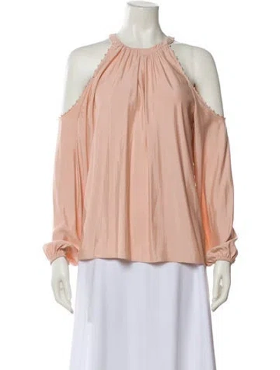 Pre-owned Ramy Brook Off-the-shoulder Long Sleeve Blouse In Pink