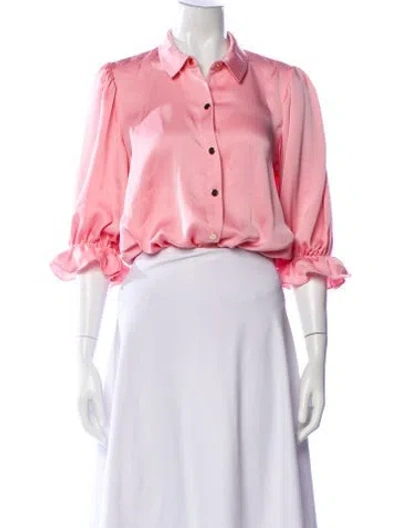 Pre-owned Ramy Brook Off-the-shoulder Long Sleeve Blouse In Pink