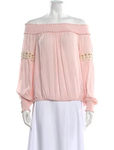 Pre-owned Ramy Brook Off-the-shoulder Long Sleeve Blouse In Pink