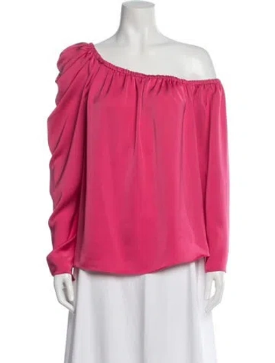 Pre-owned Ramy Brook Off-the-shoulder Long Sleeve Blouse In Pink