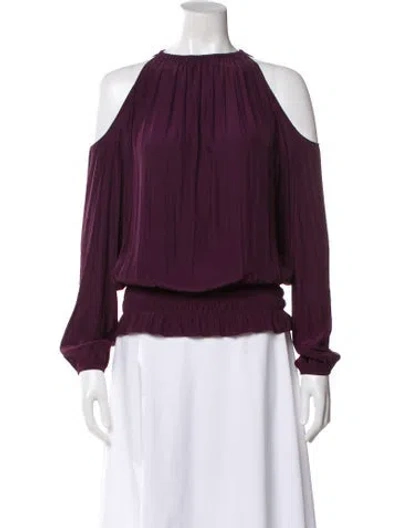 Pre-owned Ramy Brook Off-the-shoulder Long Sleeve Blouse In Purple
