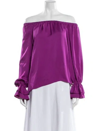 Pre-owned Ramy Brook Off-the-shoulder Long Sleeve Blouse In Purple
