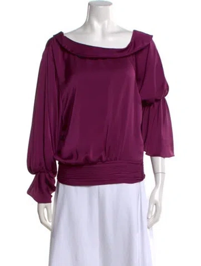 Pre-owned Ramy Brook Off-the-shoulder Long Sleeve Blouse In Purple