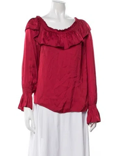 Pre-owned Ramy Brook Off-the-shoulder Long Sleeve Blouse In Red