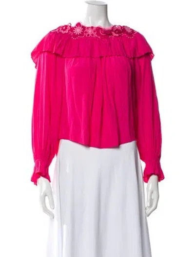 Pre-owned Ramy Brook Off-the-shoulder Long Sleeve Blouse W/ Tags In Blue