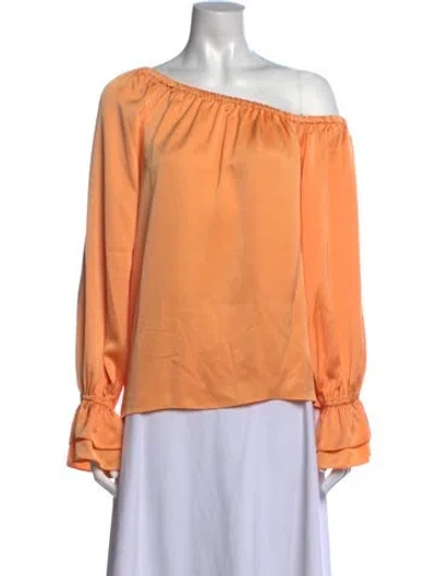 Pre-owned Ramy Brook Off-the-shoulder Long Sleeve Blouse W/ Tags In Orange