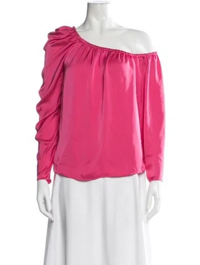 Pre-owned Ramy Brook Off-the-shoulder Long Sleeve Blouse W/ Tags In Pink