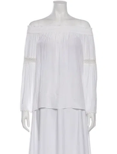 Pre-owned Ramy Brook Off-the-shoulder Long Sleeve Blouse In White