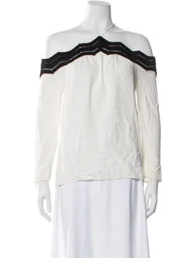 Pre-owned Ramy Brook Off-the-shoulder Long Sleeve Blouse In White