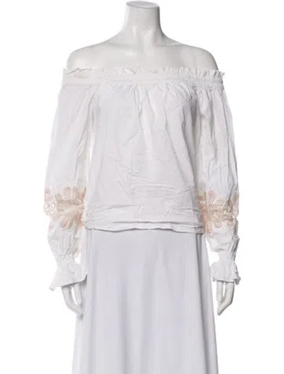 Pre-owned Ramy Brook Off-the-shoulder Long Sleeve Blouse In White