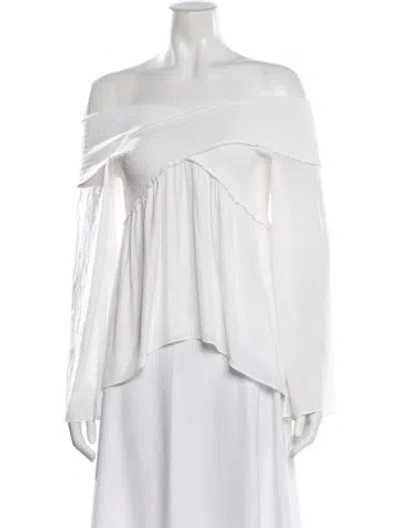 Pre-owned Ramy Brook Off-the-shoulder Long Sleeve Blouse In White