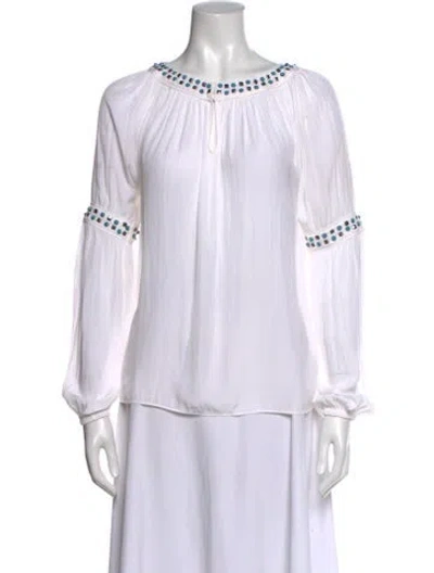 Pre-owned Ramy Brook Off-the-shoulder Long Sleeve Blouse In White