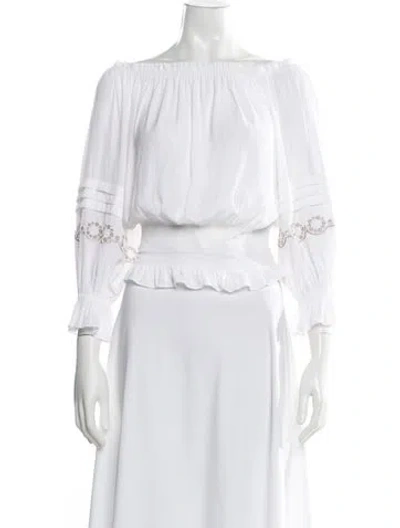Pre-owned Ramy Brook Off-the-shoulder Long Sleeve Blouse In White