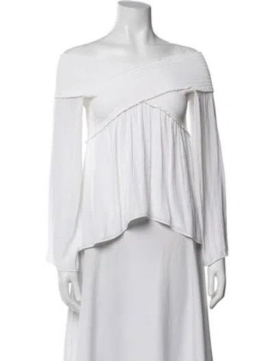 Pre-owned Ramy Brook Off-the-shoulder Long Sleeve Blouse In White