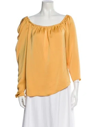 Pre-owned Ramy Brook Off-the-shoulder Long Sleeve Blouse In Yellow