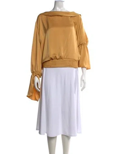 Pre-owned Ramy Brook Off-the-shoulder Long Sleeve Blouse In Yellow
