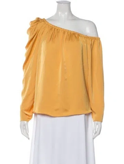 Pre-owned Ramy Brook Off-the-shoulder Long Sleeve Blouse In Yellow
