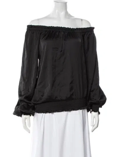 Pre-owned Ramy Brook Off-the-shoulder Long Sleeve Top In Black