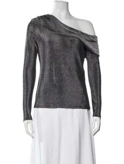 Pre-owned Ramy Brook Off-the-shoulder Long Sleeve Top W/ Tags In Grey