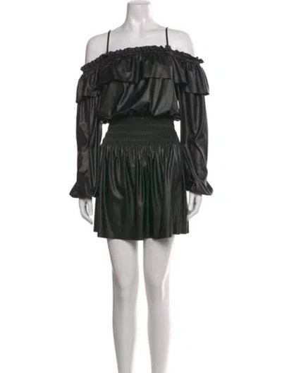 Pre-owned Ramy Brook Off-the-shoulder Mini Dress In Black