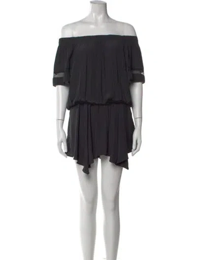Pre-owned Ramy Brook Off-the-shoulder Mini Dress In Black