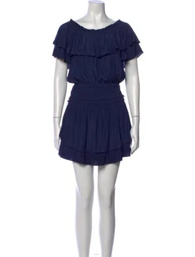Pre-owned Ramy Brook Off-the-shoulder Mini Dress In Blue