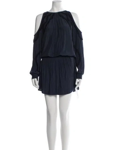 Pre-owned Ramy Brook Off-the-shoulder Mini Dress In Blue