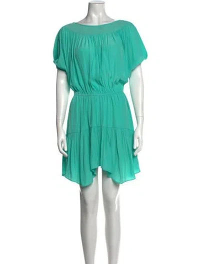 Pre-owned Ramy Brook Off-the-shoulder Mini Dress In Green