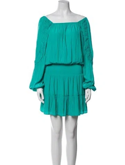 Pre-owned Ramy Brook Off-the-shoulder Mini Dress W/ Tags In Green