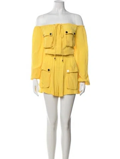 Pre-owned Ramy Brook Off-the-shoulder Romper In Yellow