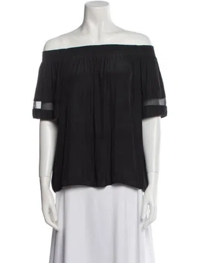 Pre-owned Ramy Brook Off-the-shoulder Short Sleeve Blouse In Black