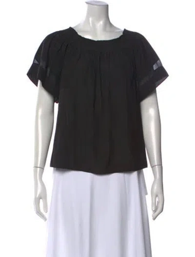 Pre-owned Ramy Brook Off-the-shoulder Short Sleeve Blouse In Black