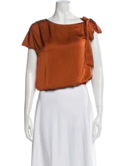 Pre-owned Ramy Brook Off-the-shoulder Short Sleeve Blouse In Orange