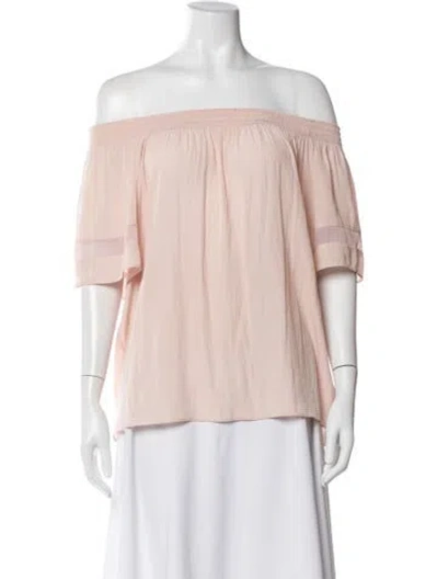 Pre-owned Ramy Brook Off-the-shoulder Short Sleeve Blouse In Pink