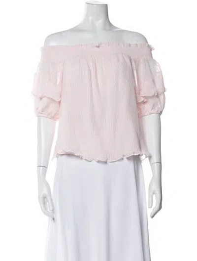 Pre-owned Ramy Brook Off-the-shoulder Short Sleeve Blouse W/ Tags In Pink