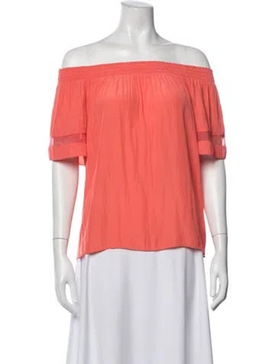 Pre-owned Ramy Brook Off-the-shoulder Short Sleeve Top In Orange