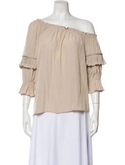Pre-owned Ramy Brook Off-the-shoulder Three-quarter Sleeve Blouse In Neutral