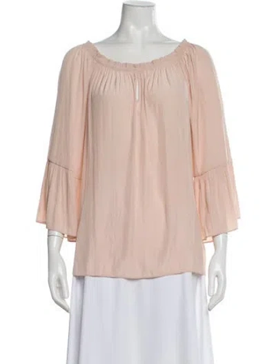 Pre-owned Ramy Brook Off-the-shoulder Three-quarter Sleeve Blouse In Pink
