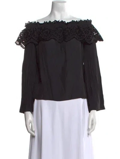 Pre-owned Ramy Brook Off-the-shoulder Three-quarter Sleeve Blouse W/ Tags In Black