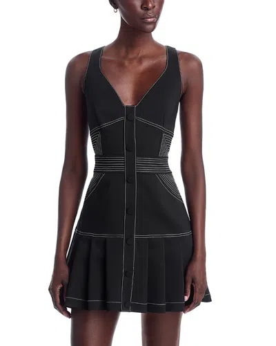 Ramy Brook Olana Topstitch Detail Cotton Blend Minidress In Black