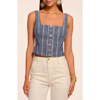 Ramy Brook Olive Button Front Sleeveless Top In Blue