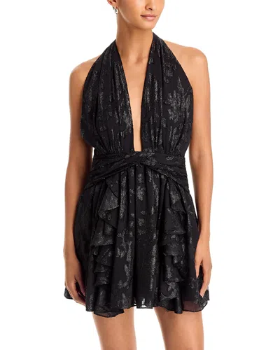 Ramy Brook Olivia Metallic Jacquard Plunge Neck Dress In Black