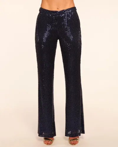 Ramy Brook Olivian Beaded Sequin Flare Pant In Blue