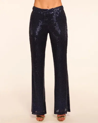 Ramy Brook Olivian Beaded Sequin Flare Pant Navy In Black
