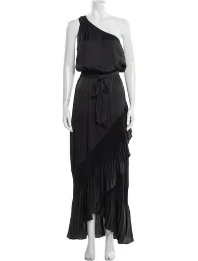 Pre-owned Ramy Brook One-shoulder Long Dress In Black