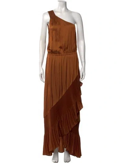Pre-owned Ramy Brook One-shoulder Long Dress In Brown